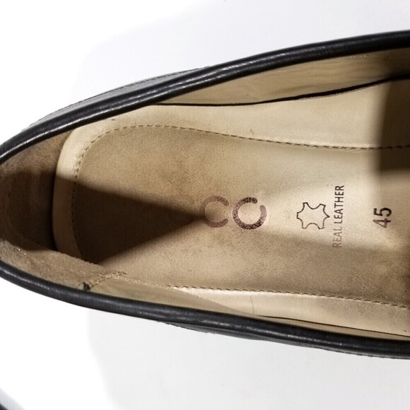ecco Black Leather Moccasin Slip On Loafers Driving Shoes Old Money Quiet Luxury - Picture 7 of 10